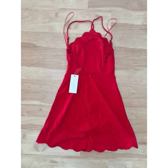 NEW Nordstrom Lush Women's Scalloped Rayonne Red Dress Size XS $80 Valentines - Picture 6 of 9